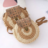 Tajade Handmade Papyrus Woven Round Beach Straw Bag