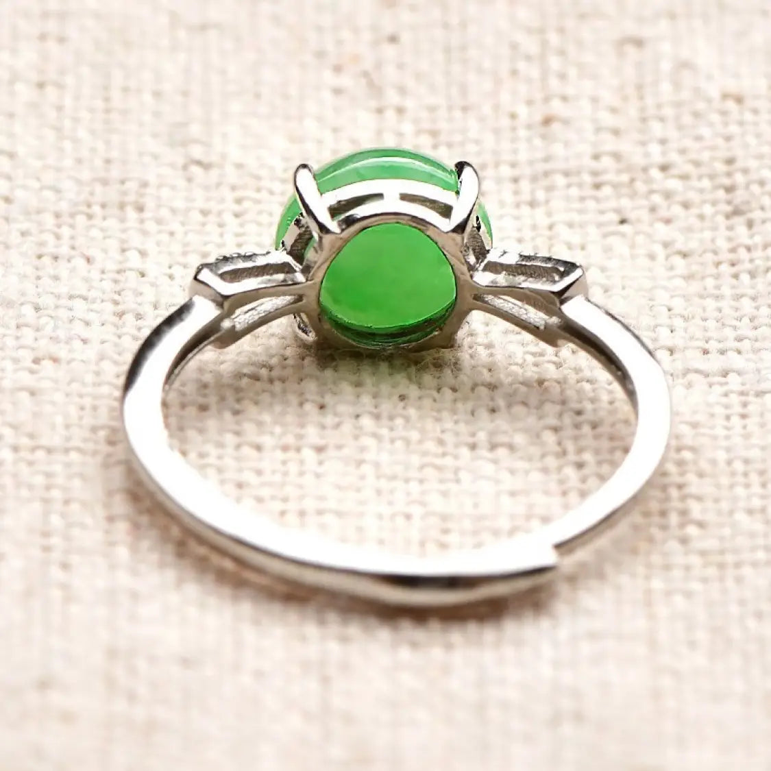 Silver Inlaid Green Emerald Ring—Tajade