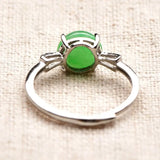 Silver Inlaid Green Emerald Ring—Tajade