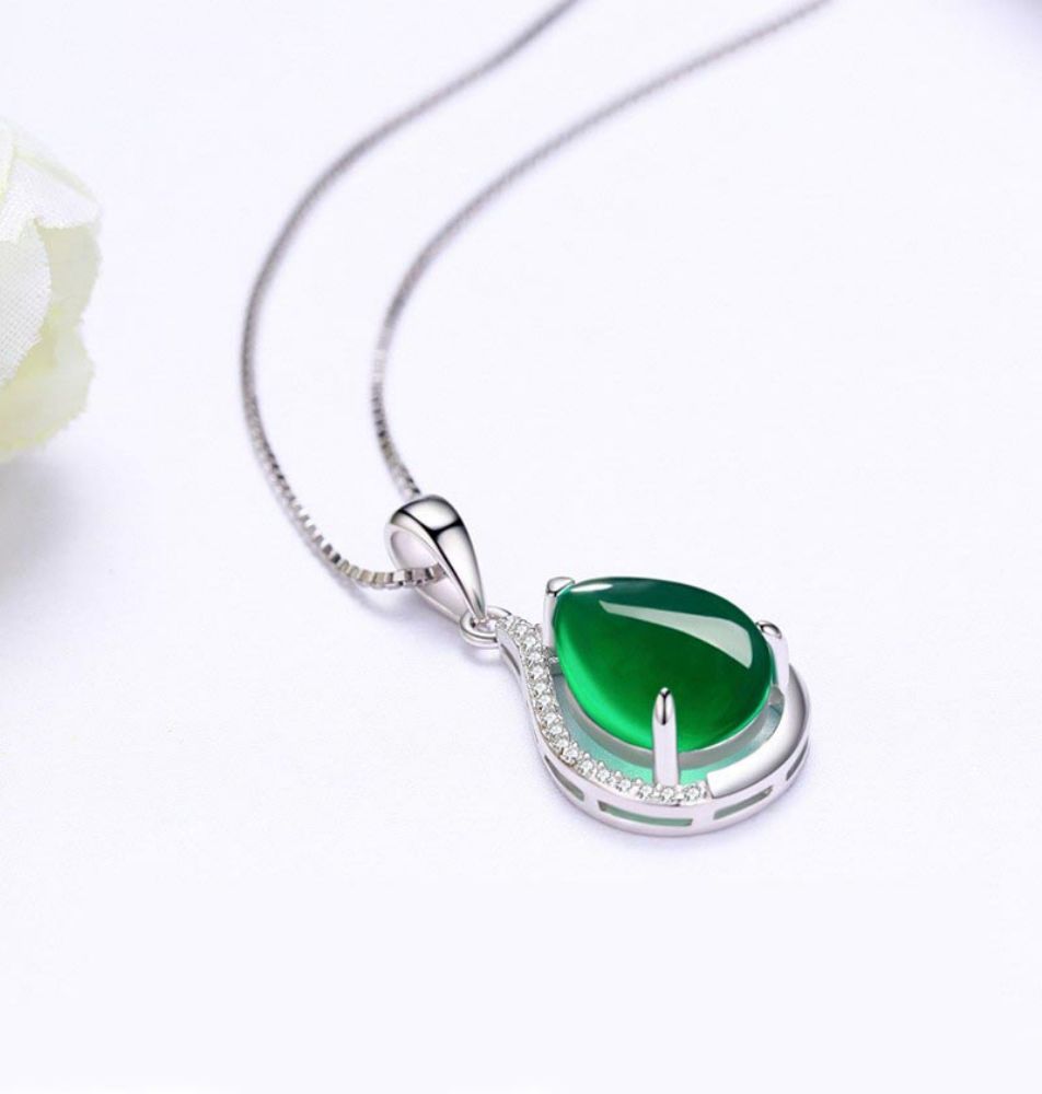 Tajade 925 Silver Chrysoprase Necklace Pendant