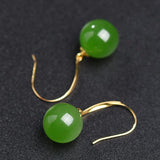 Hetian Jade 18k Gold Jasper Earrings-Tajade