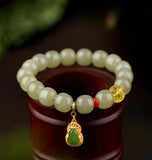 Hetian jade enamel gold jasper bead bracelet-Tajade