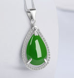 Hetian Jade Jasper Inlaid 925 Silver Necklace-Tajade