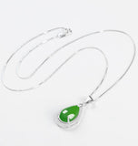 Hetian Jade Jasper Inlaid 925 Silver Necklace-Tajade