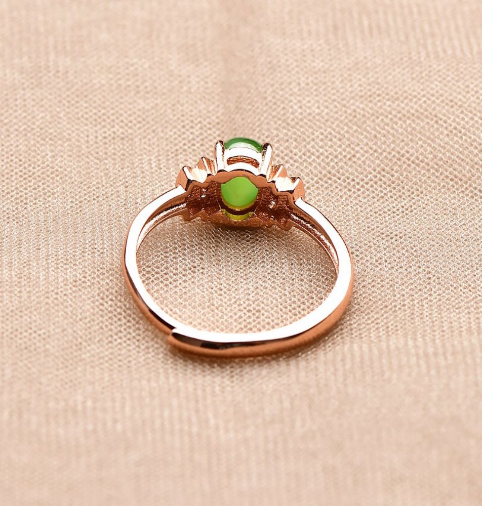 Hetian jade jasper water drop ring inlaid with 925 silver jade ring-Tajade