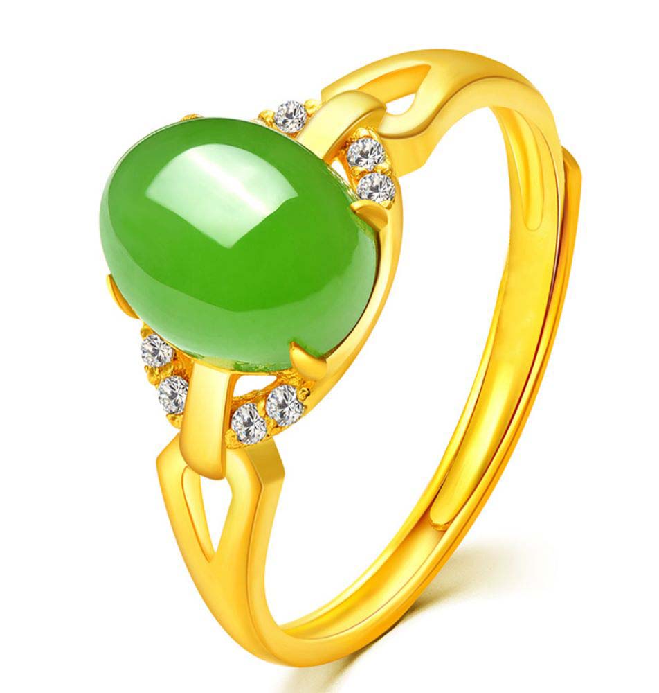 Pure Gold Inlaid Hetian Jade Jasper Jade Ring-Tajade