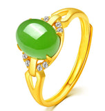 Pure Gold Inlaid Hetian Jade Jasper Jade Ring-Tajade