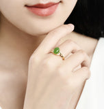 Pure Gold Inlaid Hetian Jade Jasper Jade Ring-Tajade