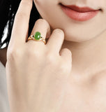 Pure Gold Inlaid Hetian Jade Jasper Jade Ring-Tajade