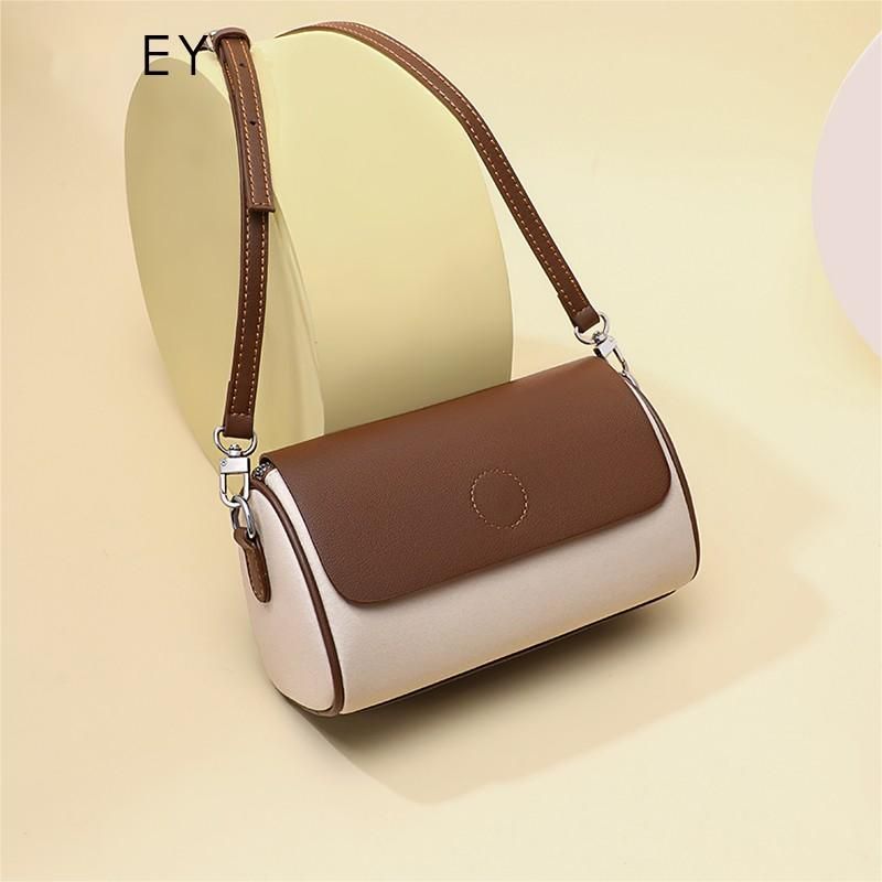 Tajade 2023 Women's Genuine Leather Cylinder Messenger Bucket Bag