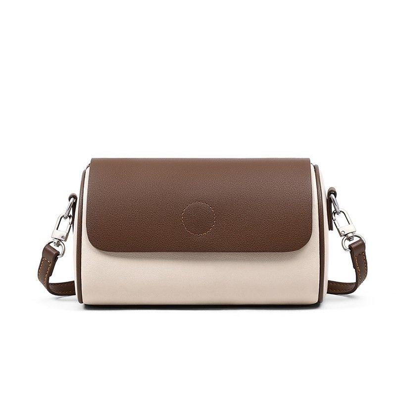Tajade 2023 Women's Genuine Leather Cylinder Messenger Bucket Bag
