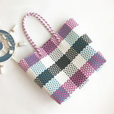 Tajade Hand Woven Stripe Shopping Handbag Vacation Beach Bag