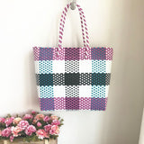 Tajade Hand Woven Stripe Shopping Handbag Vacation Beach Bag