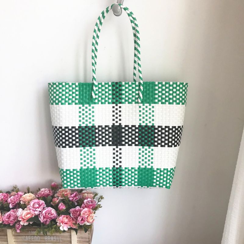 Tajade Hand Woven Stripe Shopping Handbag Vacation Beach Bag