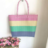 Tajade Hand Woven Stripe Shopping Handbag Vacation Beach Bag