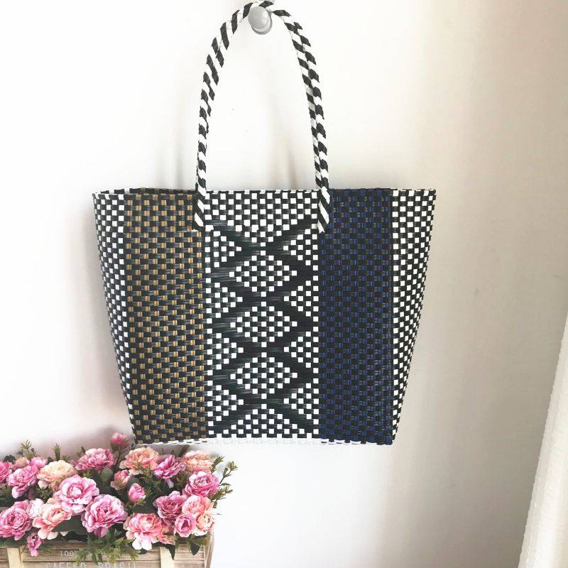 Tajade Hand Woven Stripe Shopping Handbag Vacation Beach Bag