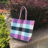 Tajade Hand Woven Stripe Shopping Handbag Vacation Beach Bag