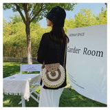 Tajade Handmade Papyrus Woven Round Beach Straw Bag
