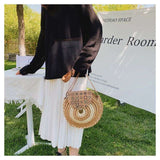 Tajade Handmade Papyrus Woven Round Beach Straw Bag