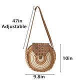 Tajade Handmade Papyrus Woven Round Beach Straw Bag