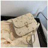 Tajade Lace Flower Woven Saddle Straw Bag