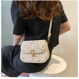 Tajade Lace Flower Woven Saddle Straw Bag