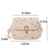 Tajade Lace Flower Woven Saddle Straw Bag