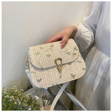 Tajade Lace Flower Woven Saddle Straw Bag