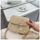 Tajade Lace Flower Woven Saddle Straw Bag