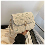 Tajade Lace Flower Woven Saddle Straw Bag