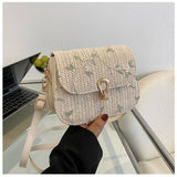 Tajade Lace Flower Woven Saddle Straw Bag