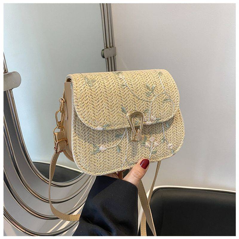 Tajade Lace Flower Woven Saddle Straw Bag