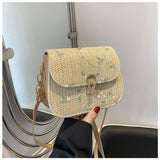Tajade Lace Flower Woven Saddle Straw Bag