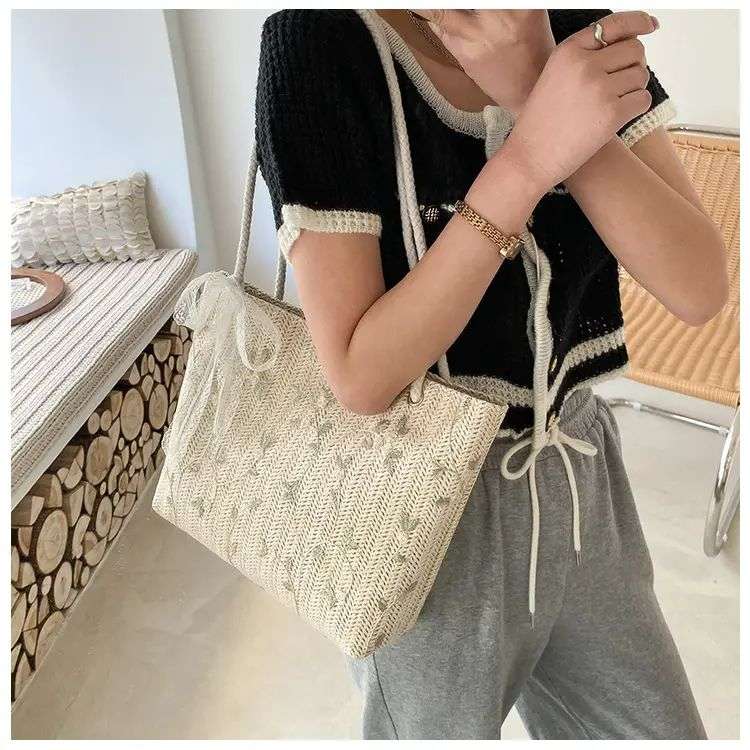 Tajade Summer Beach Shoulder Tote Woven Straw Bag