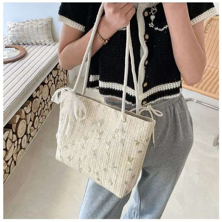 Tajade Summer Beach Shoulder Tote Woven Straw Bag