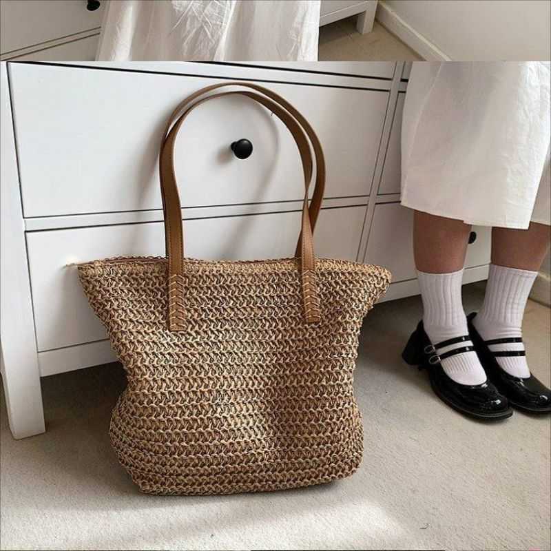Tajade Trendy Woven Straw Beach Bag