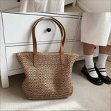 Tajade Trendy Woven Straw Beach Bag