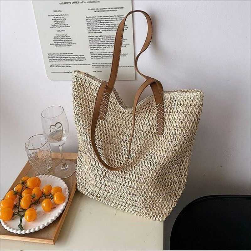 Tajade Trendy Woven Straw Beach Bag
