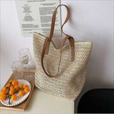 Tajade Trendy Woven Straw Beach Bag