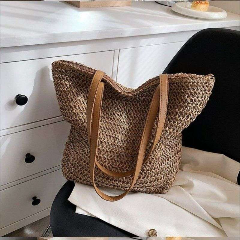 Tajade Trendy Woven Straw Beach Bag