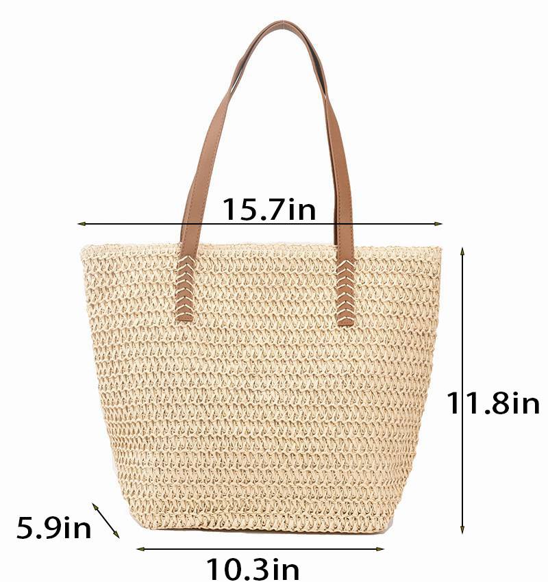 Tajade Trendy Woven Straw Beach Bag