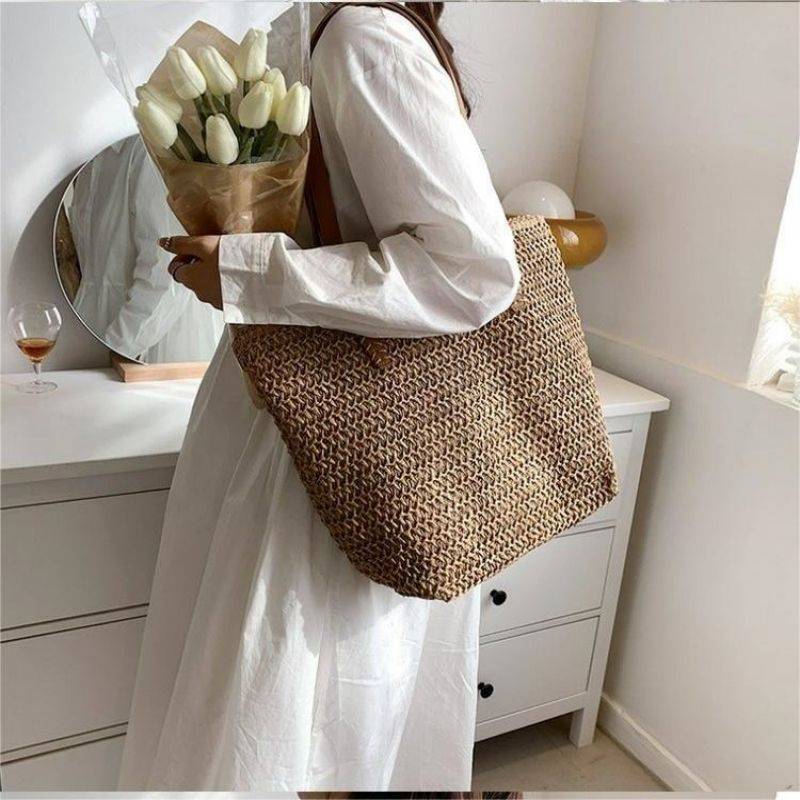 Tajade Trendy Woven Straw Beach Bag