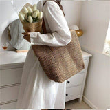 Tajade Trendy Woven Straw Beach Bag