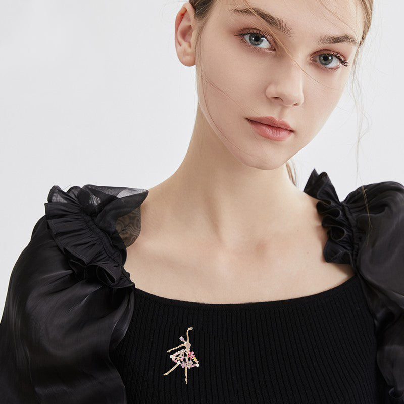 Tajade Women's Crystal Brooch Ballerina Princess Clip