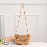 Tajade Woven Papyrus Small Beach Straw Bag