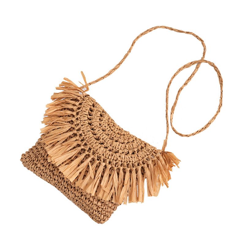 Tajade Woven Papyrus Small Beach Straw Bag