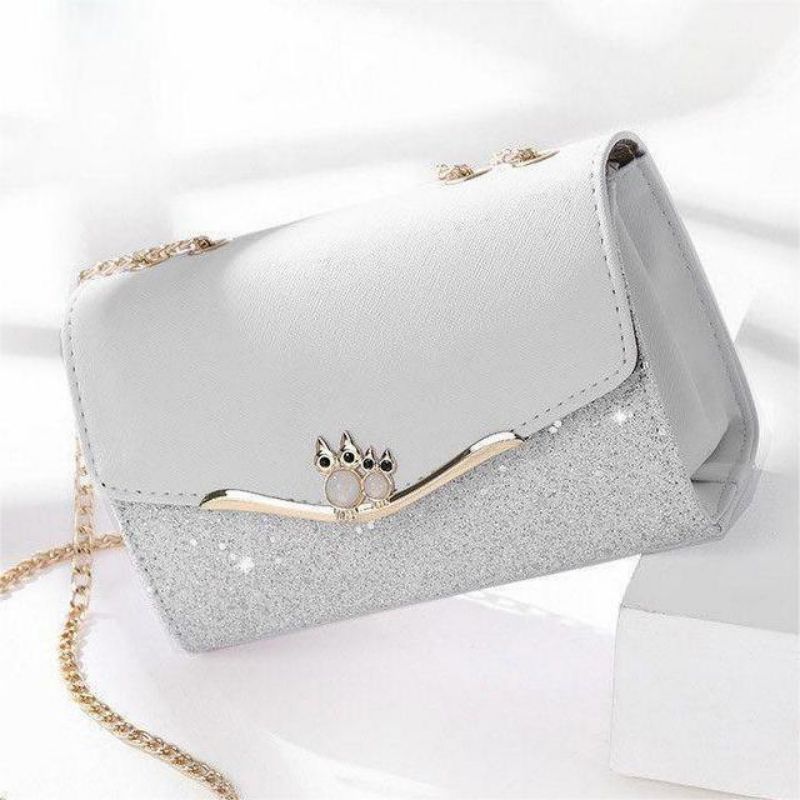 Tajade women's messenger genuine leather owl accessory chain small square bag