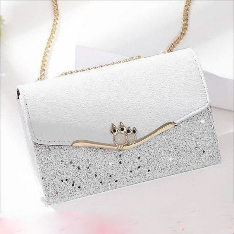 Tajade women's messenger genuine leather owl accessory chain small square bag