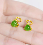 Gold Inlaid Jade Heart-shaped Jasper Earrings-Tajade