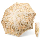 Tajade Champagne-colored bi-fold lace hand-embroidered umbrella